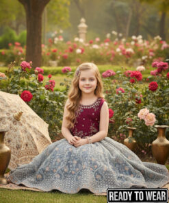 Alternative view of 111224 Burgundy Silver Lehenga