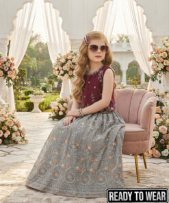 Alternative view of 111224 Burgundy Silver Lehenga
