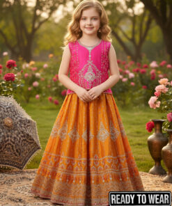100425 Pink Orange Lehenga