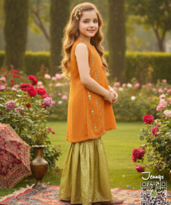 Alternative view of Orange with Dhani Green Gharara