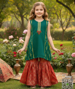Green with Red Gharara