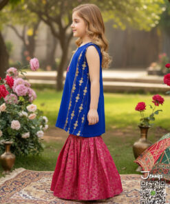 Alternative view of Royal Blue with Pink Gharara