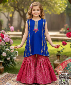 Royal Blue with Pink Gharara