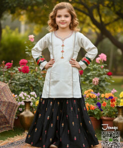 200225 Silk Gharara Suit – Gray Black