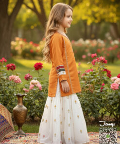 Alternative view of 200225 Silk Gharara Suit – Orange Icewhite