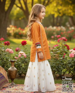 Alternative view of 200225 Silk Gharara Suit – Orange Icewhite