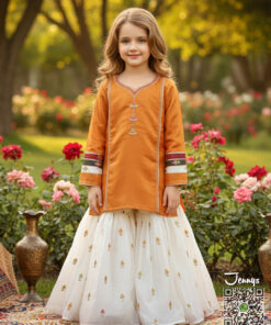 200225 Silk Gharara Suit – Orange Icewhite