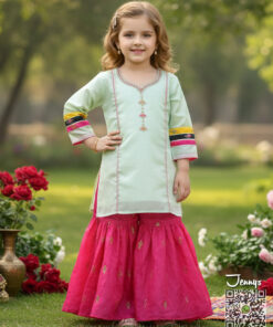 200225 Silk Gharara Suit – Pista Pink