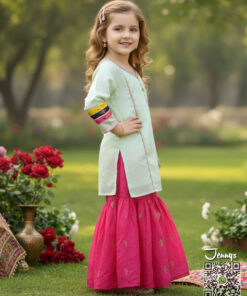 Alternative view of 200225 Silk Gharara Suit – Pista Pink