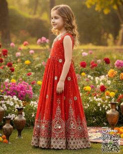 Alternative view of Rowsilk Maxi - Red Cutwork