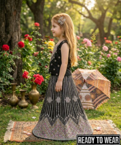 Alternative view of 120925 Black Squence Embroidered Raw Silk Lehenga Choli