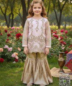 Pink & Beige Embellished Gharara Set