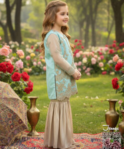 Alternative view of Angori & Beige Embellished Gharara Set