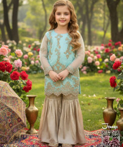 Angori & Beige Embellished Gharara Set