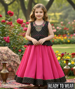 Paplum Lehenga Black & Pink