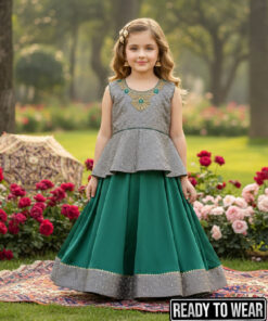 Paplum Lehenga Silver Seagreen