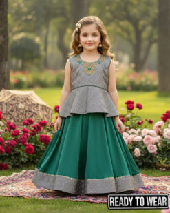 Paplum Lehenga Silver Seagreen