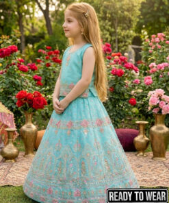 Alternative view of 121125 Bunch Tatami Aqua Lehenga