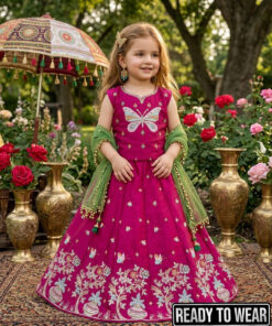 231025 Butterfly Pink Lehenga Junior