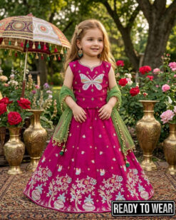 231025 Butterfly Pink Lehenga Junior