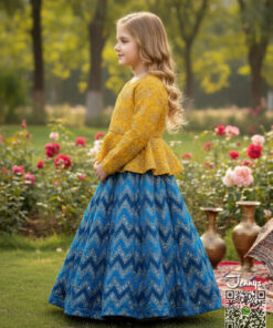Alternative view of Paplum Zigzag Yellow Blue Lehenga