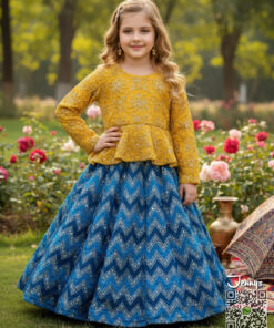 Paplum Zigzag Yellow Blue Lehenga