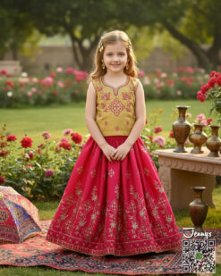061125 Rowsilk Musturd Red Lehenga