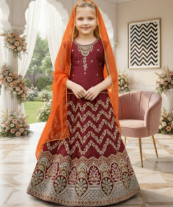 021225 Zigzag Maroon Lehenga