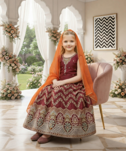 Alternative view of 021225 Zigzag Maroon Lehenga