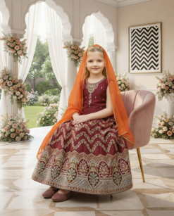 Alternative view of 021225 Zigzag Maroon Lehenga