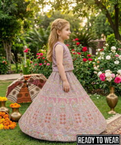 Alternative view of 170226 Heavy Embroidery Soft Lavender Lehenga