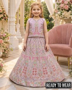 Alternative view of 170226 Heavy Embroidery Soft Lavender Lehenga