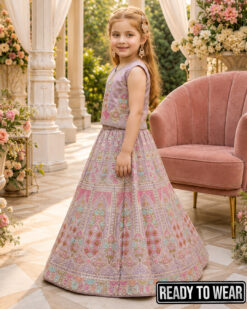 170226 Heavy Embroidery Soft Lavender Lehenga