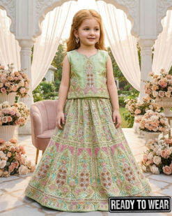 170226 Heavy Embroidery Pista Lehenga