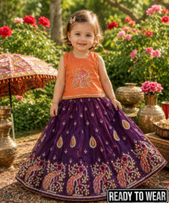 221024 More Orange Purple Lehenga Junior