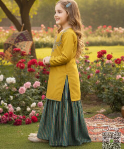 Alternative view of Handwork Gharara Suit – Musturd Seagreen