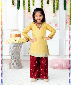 Cotton Trouser Kameez Embroided - Offwhite & Maroon Trouser
