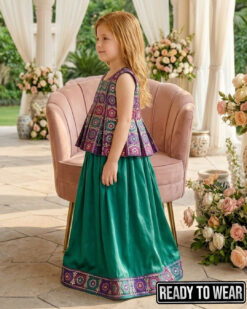 Alternative view of 110626 Paplum Boxplate Multi - Seagreen Lehenga