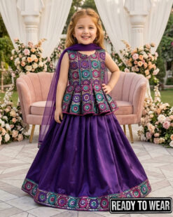 110626 Paplum Boxplate Multi - Purple Lehenga