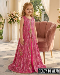 021026 | Saffon Squence | Front open Maxi | Pink