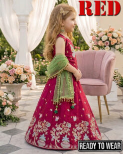 Alternative view of 231025 | Butterfly Lehenga Junior | Red