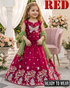 231025 | Butterfly Lehenga Junior | Red